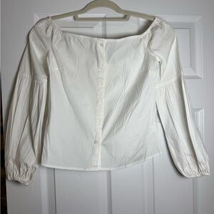 Express White Off-Shoulder Button-Back Blouse